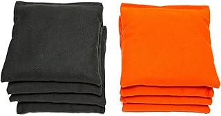 Weather Resistant Cornhole Bags (Set of 8) by SC Cornhole (Black/Orange)