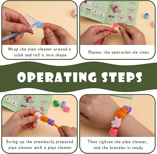 Miniatura 5 de Giwrmu 100 piezas de tallos de felpilla para limpiar pipas verde hierba, suministros de manualidades con palos peludos, limpiador de tuberías de