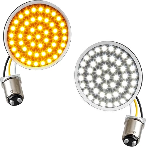 NTHREEAUTO 1157 intermitentes LED frontales de 2 pulgadas, panel SMD compatible con Harley Dyna Sportster Road King Street Glide Softail
