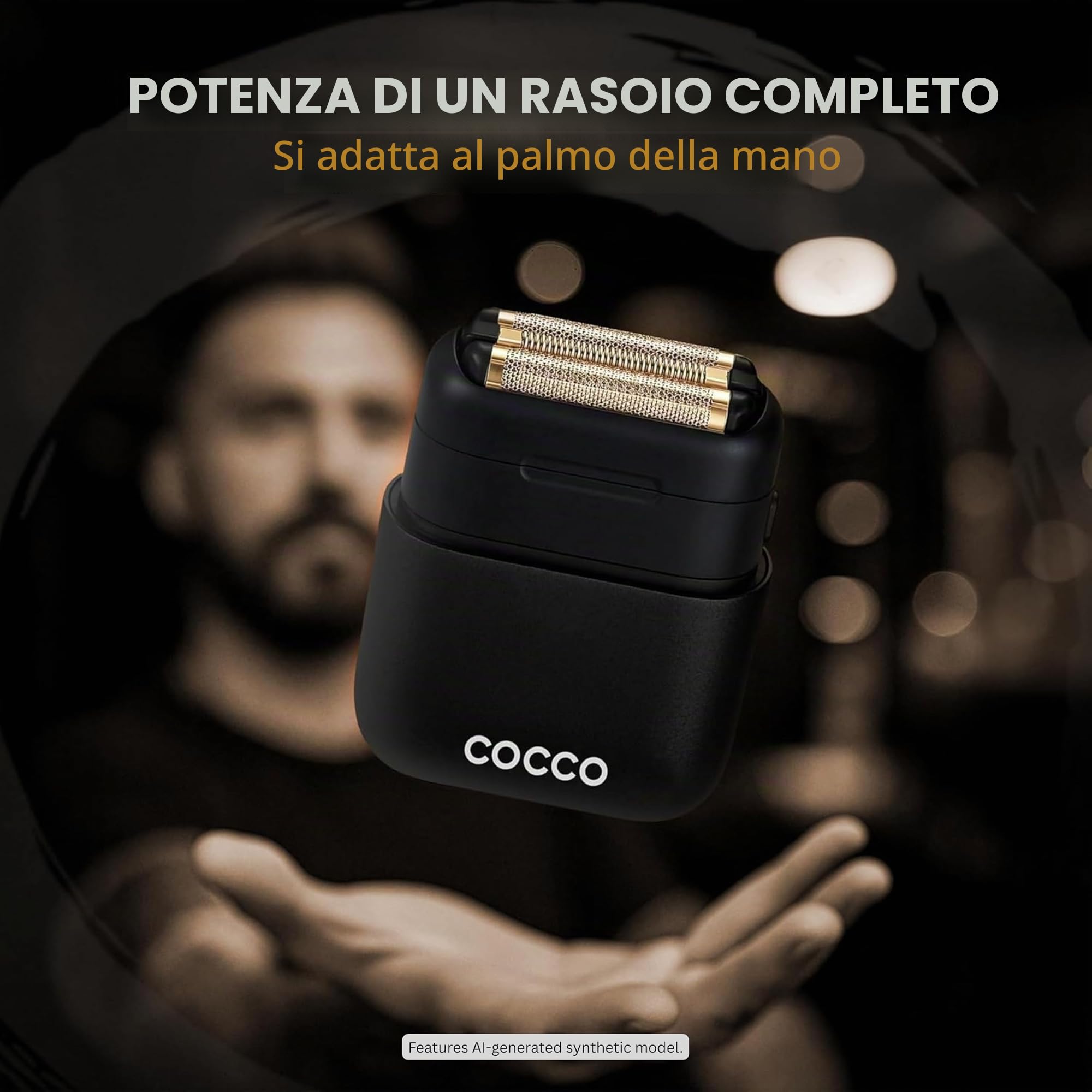 COCCO IMPACTO - Rasoio elettrico da uomo, tripla lamina d'oro, rasoio elettrico per uomini calvi, uso bagnato e asciutto, testina magnetica sostituibile, acceleratore intelligente, durata 90 minuti