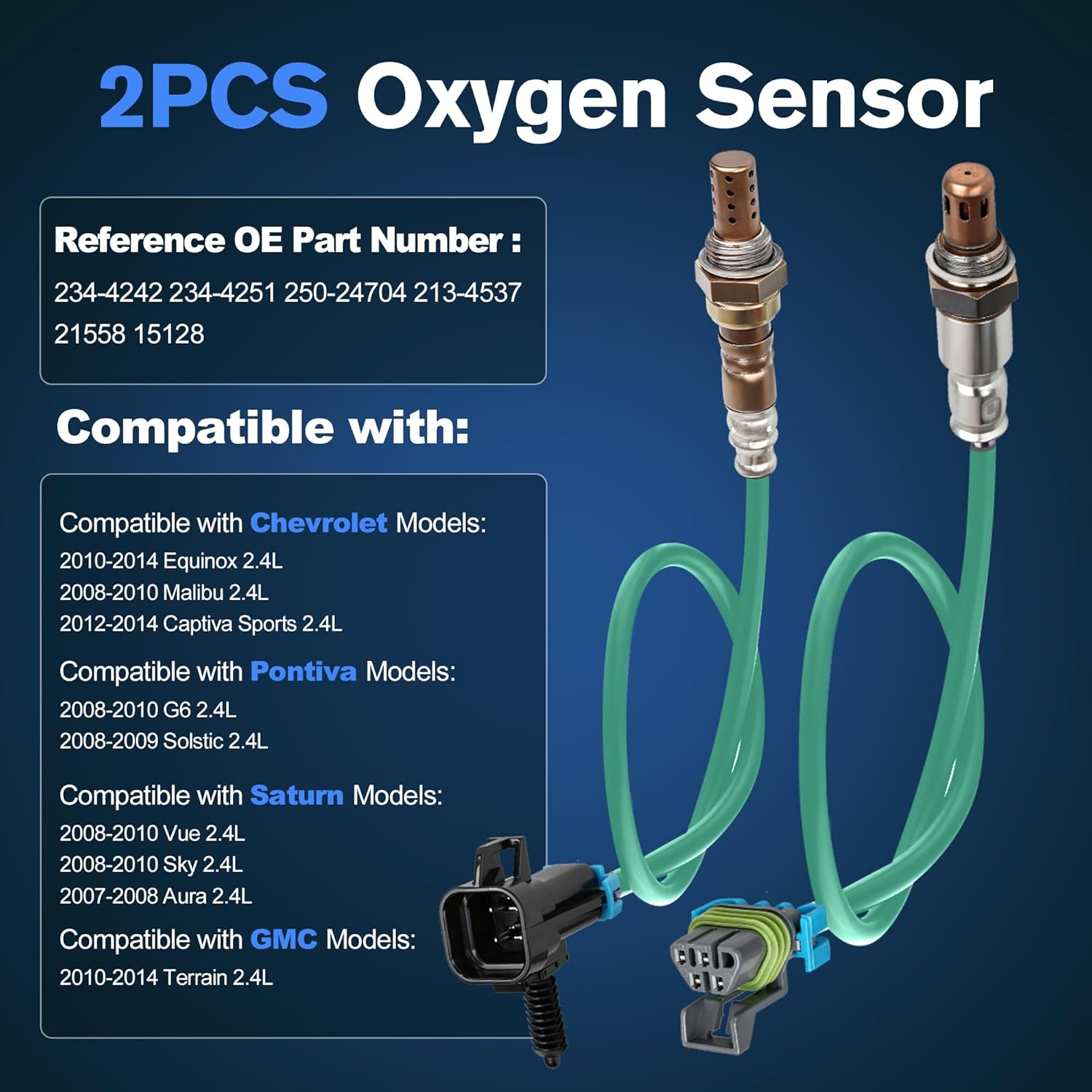 2PCS Oxygen Sensor Upstream and Downstream Compatible with Chevrolet Equinox 2.4L 2010-2014,for GMC Terrain 2010-2014,for Pontiac Solstice G6 2008-2010, Replace# OE 234-4242 234-4251