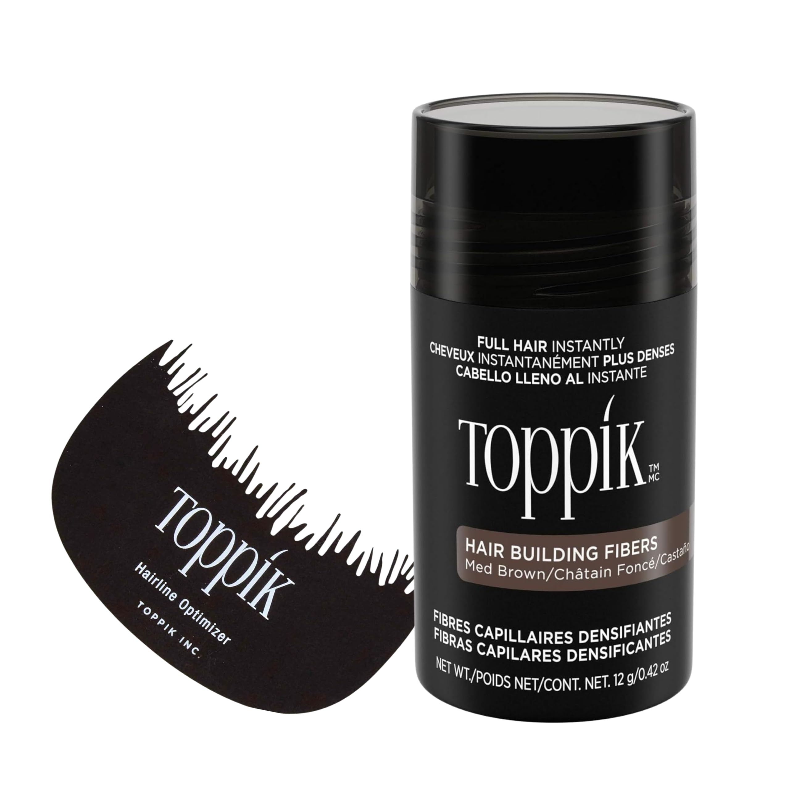 Hair Building Fibers Medium Brown 12 Grams and Hairline Optimizer for Precise Application of Toppik Hair Building Fiber Value Pack