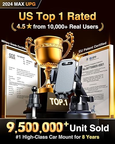 Vista 2 de VANMASS Soporte de teléfono de automóvil de grado militar verdadero [mejor succión y clip] Soporte de teléfono celular para salpicadero, parabrisas