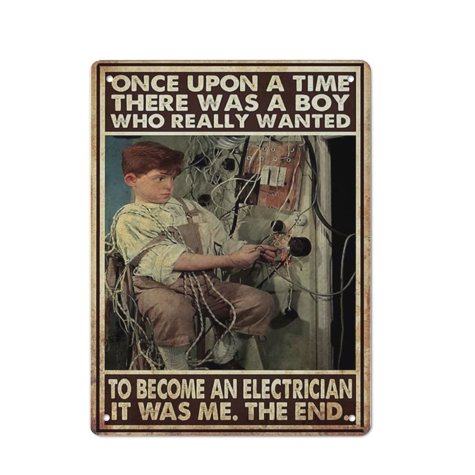 AOOEDM Who Really to Become An Electrician Metal Tin Sign for Home Bar Pub Kitchen Wall Art Deocr Man Cave Vintage Metal Sign Poster Plaque Signs Quotes Sign
