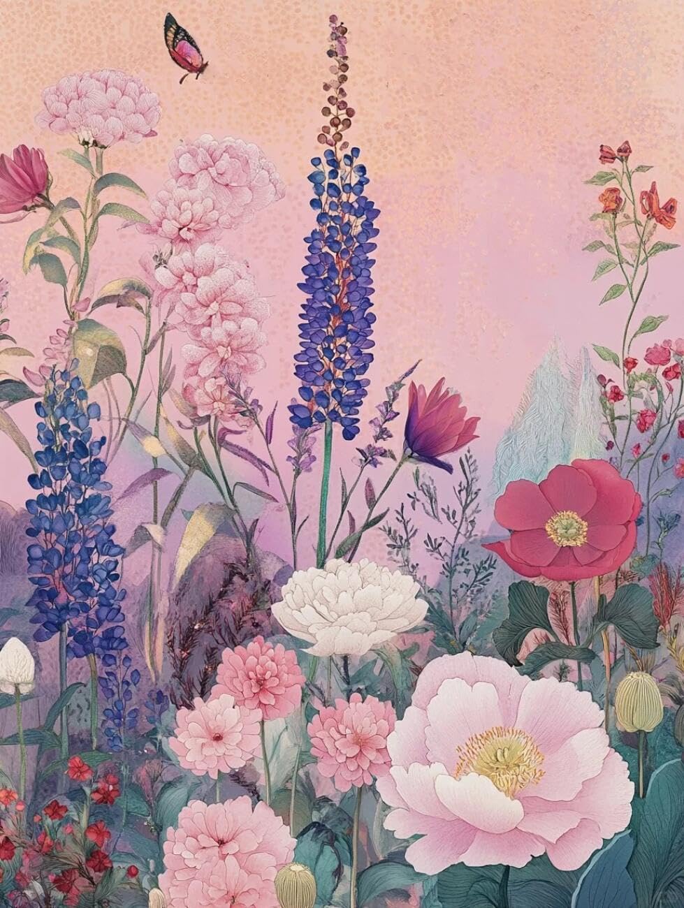 Rqwybcaxn Bead Embroidery Kits Fantasy Flowers 40x50cm