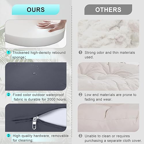 Miniatura 3 de Hamaca de macramé con cojín y soporte colgante de estructura sólida reforzada, incluye 2 cestas de almacenamiento y 3 ganchos para interior y