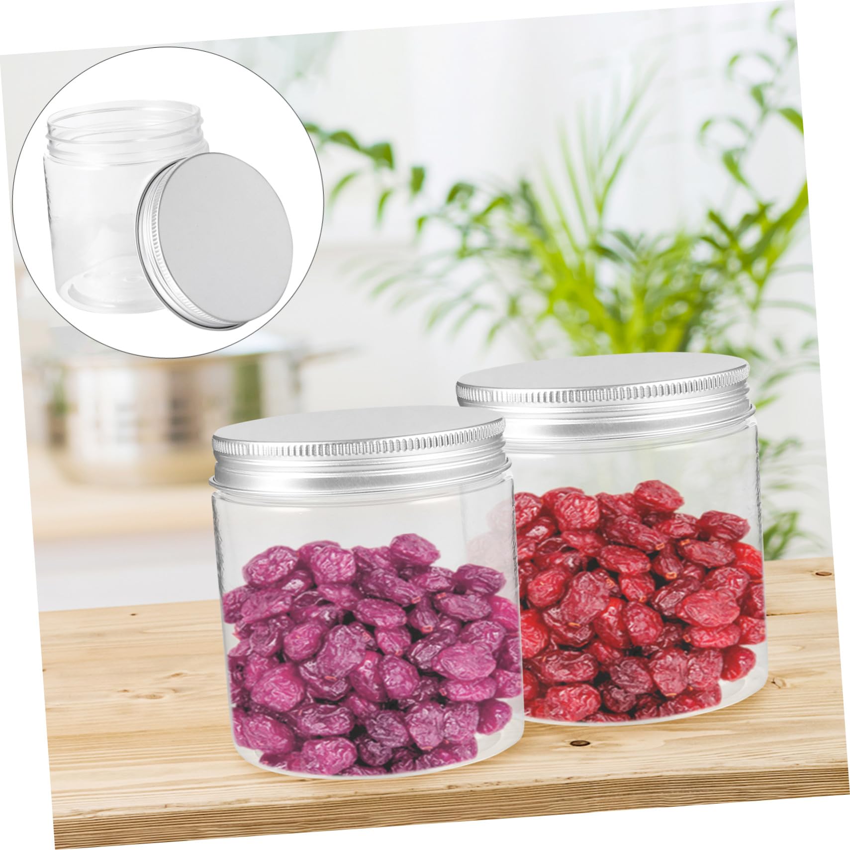 COLLBATH 12 Piezas Frascos Plásticos con Tapa Aluminio Recipientes para Alimentos Secos Resistentes y Apilables para Cocina y Refrigerador