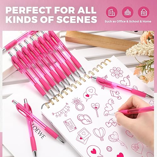 Miniatura 3 de Cholemy Paquete de 64 bolígrafos retráctiles de tinta de gel de colores a granel de 0.028 in de punta fina, bolígrafos de clic de escritura suave
