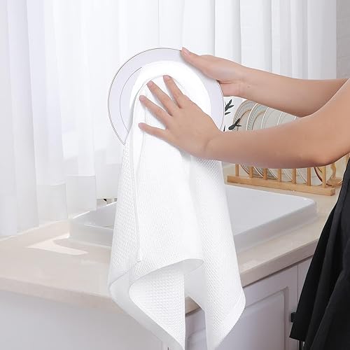 Miniatura 78 de Homaxy Trapo de cocina de 100% algodón, tejido de punto gofre, ultrasuaves, absorbentes, de secado rápido, para limpiar, 13 x 28 pulgadas, paquete