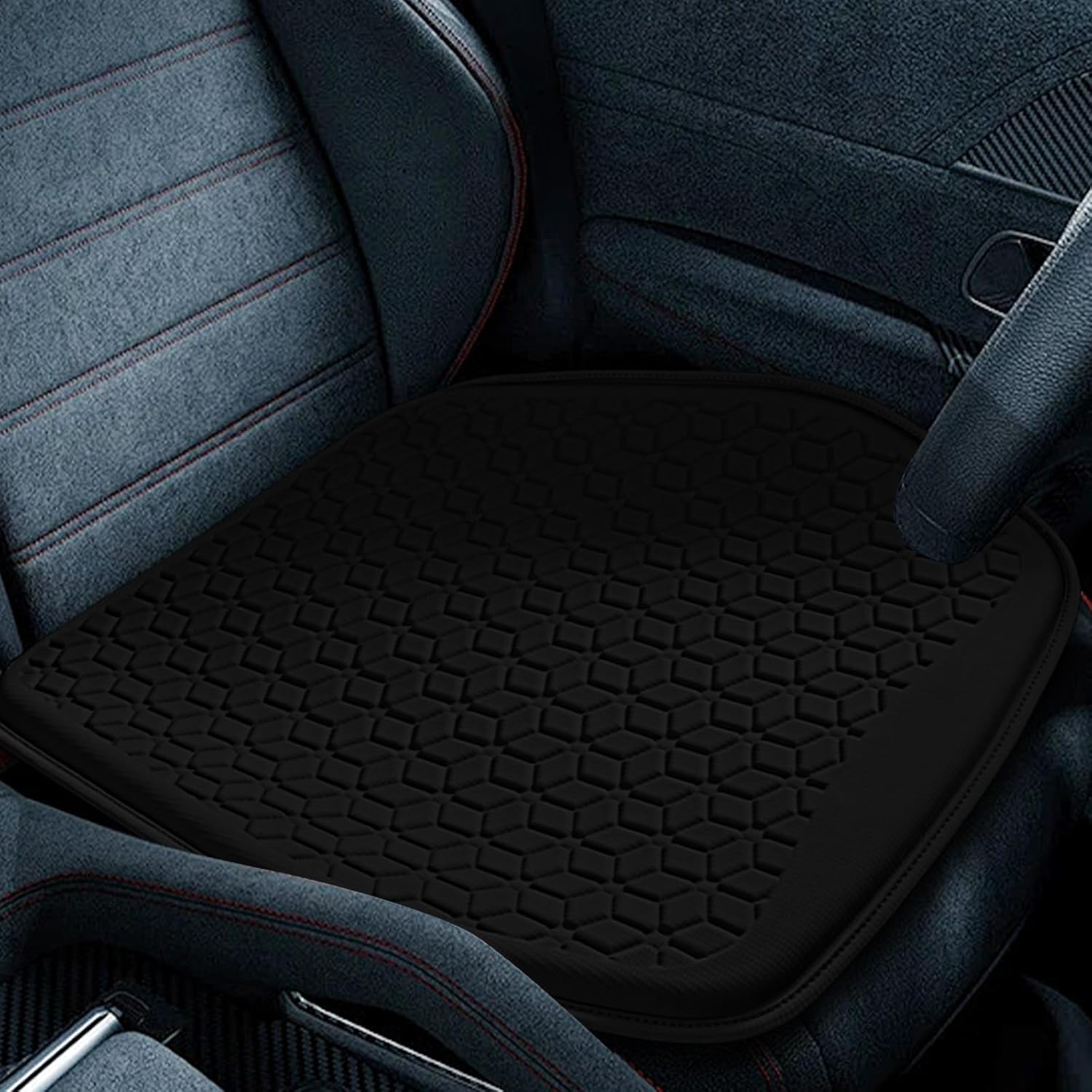 wuyaoyao Thin Gel Car Seat Cushion, Breathable Cooling Seat Cushions for Cars, Non-Slip & Comfortable Automotive Front Seats Cushion Pad for Driver, Chair Protector for Vehicle, Home, Office (Black)
