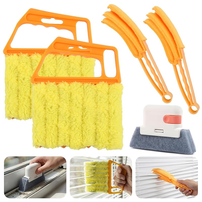 Kit de Limpeza para Persianas, Venezianas, Vents e Trilhos Giyochie com Escovas de Microfibra, 5 Peças
