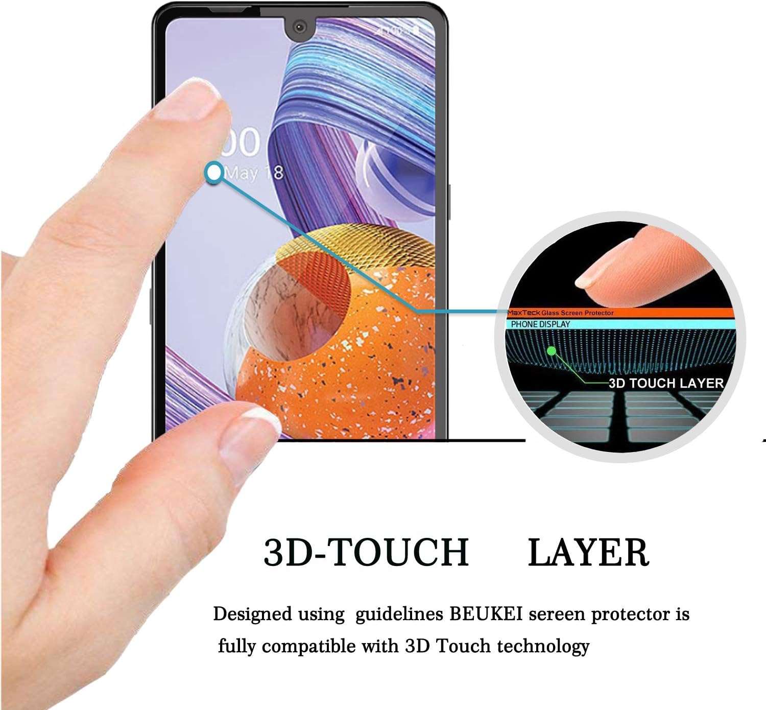 (2 Pack) Beukei for LG stylo 6 Screen Protector Tempered Glass,Full Screen Coverage, Anti Scratch, Bubble Free
