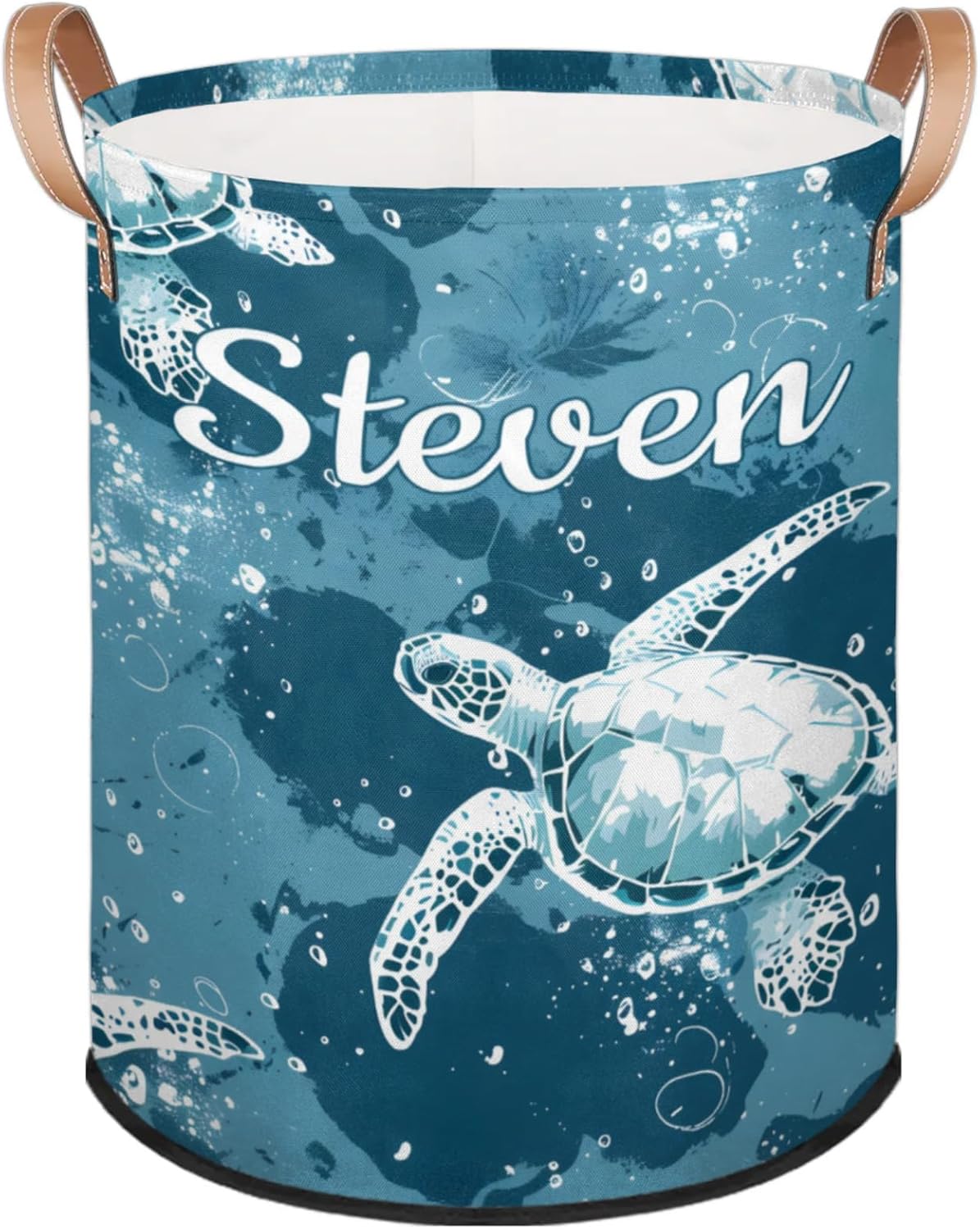 Custom Name Large Laundry Basket Sea Turtle Personalized Foldable Waterproof Laundry Hamper Dirty Clothes Toys Storage Bin With Handles 3