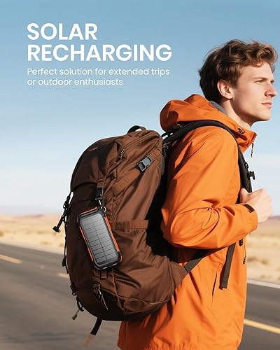 Miniatura 5 de Banco de energía solar de 46800 mAh - Cargador solar USB C de carga rápida de 15 W con 3 salidas, batería externa para iPhone y linterna para uso en