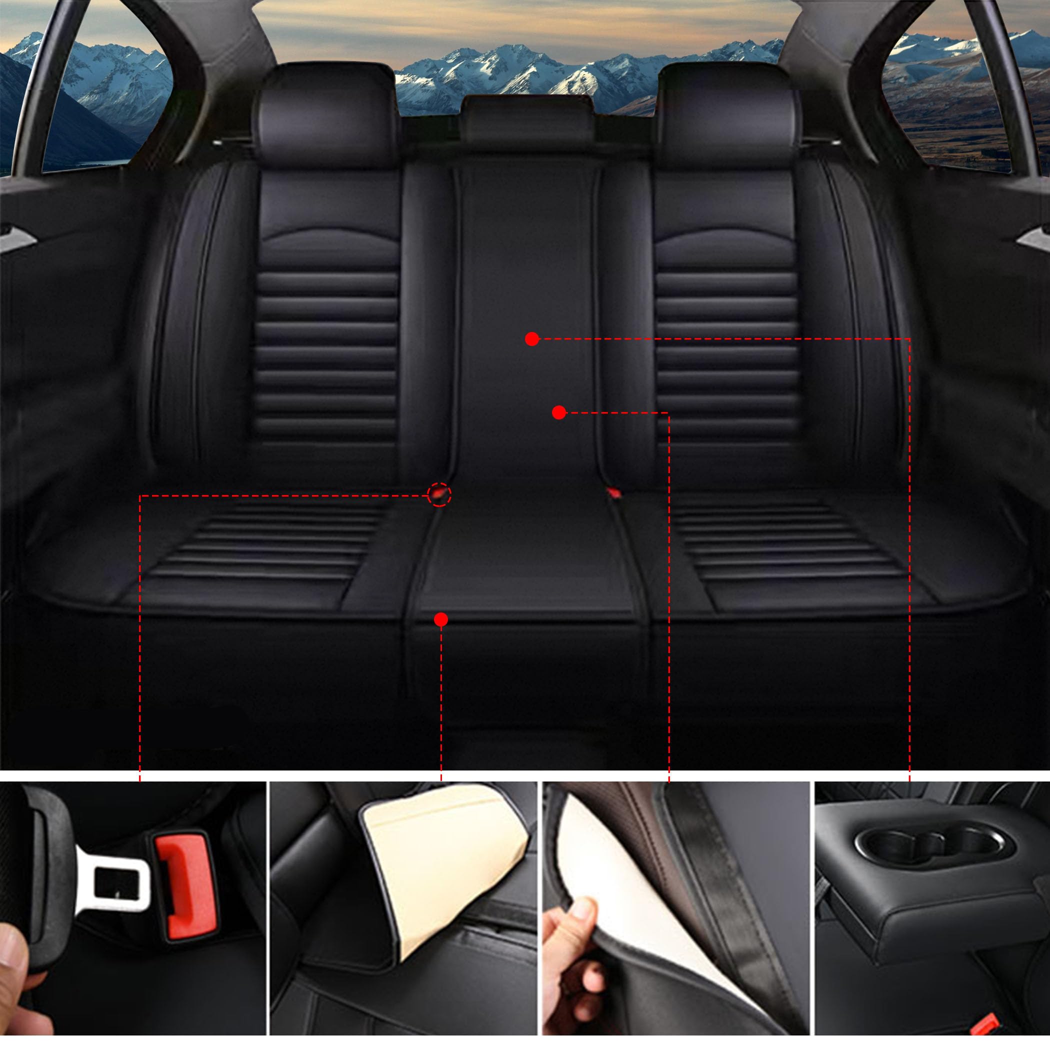 Ensemble complet de housses de siège de voiture pour Peugeot 2008 206 207 207 SW 208 3008 307 308 308 SW 508 508 SW – Housses de siège arrière, imperméables, résistantes à l'usure, housses de siège