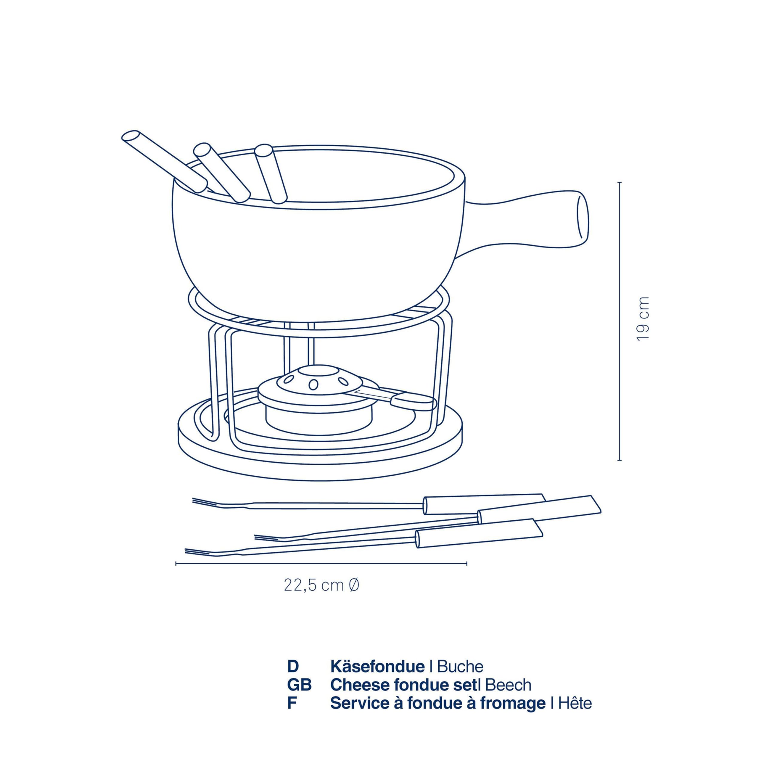 kela Käsefondue Set 10tlg, Keramik Fondue für 6 Personen NATURA, Käse Fondueset mit Brennpastenhalter, Gabeln, Gabelhalter