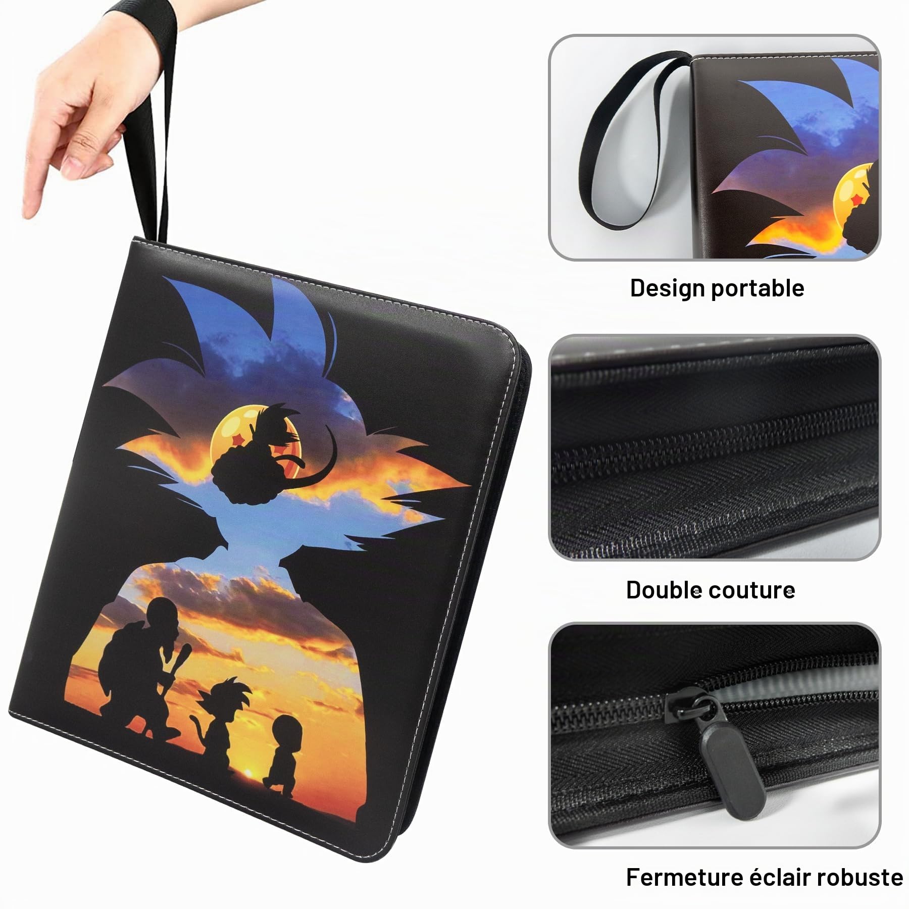 Classeur de cartes à collectionner Anime pour cartes, 9 poches avec 60 pochettes jusqu'à 1080 cartes, classeur de cartes JCC en une seule pièce, étui de rangement étanche pour cartes à collectionner