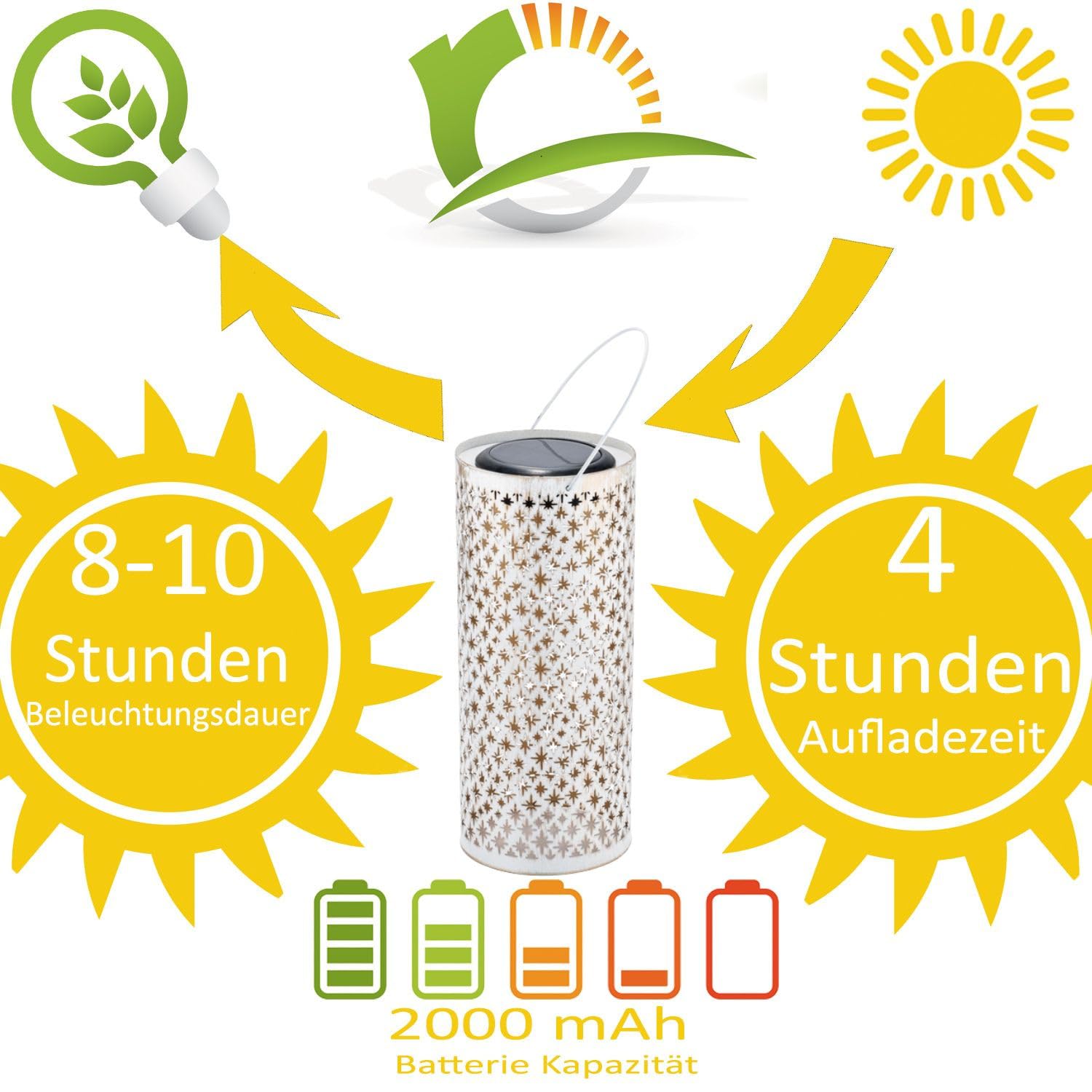 Linterna Solar Estilo Boho, Linterna Solar, farolillo, lámpara de Exterior, Joran, Blanco