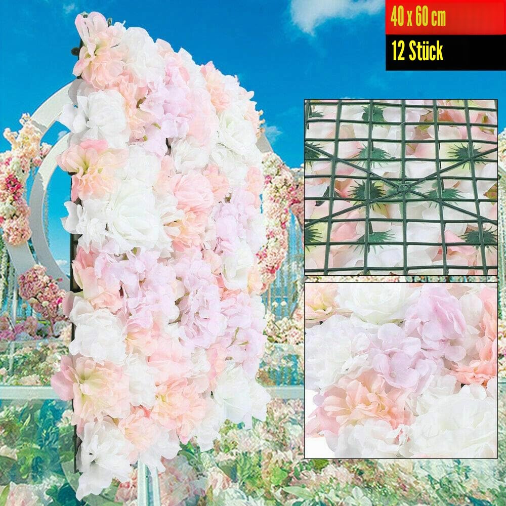 DIFU 12x Künstliche Blumenwand Rosenweand Kunstblumen Blumenkunst Garten Hochzeitsort Dekor Rosenwand Hintergrund Dekoration DIY die Dekorationen