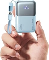 Baterie externă ultra-compactă INIU 10000 mAh, mini, 45 W, încărcător portabil cu cablu USB-C și afișaj LED albastru, ideală pentru călătorii și zboruri cu avionul 1