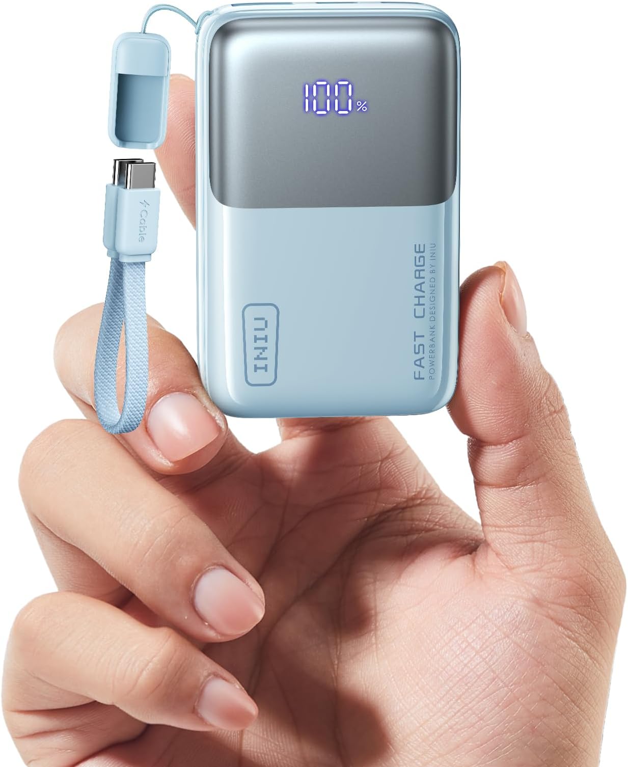 INIU Mini Power Bank, Smallest 45W PD Portable Charger, 10000mAh USB C in&Out Fast Charging Pocket Size Battery Pack, Travel Essentials Power Bank for iPhone 17 16 15 Pro Air, Xiaomi [Light Blue]