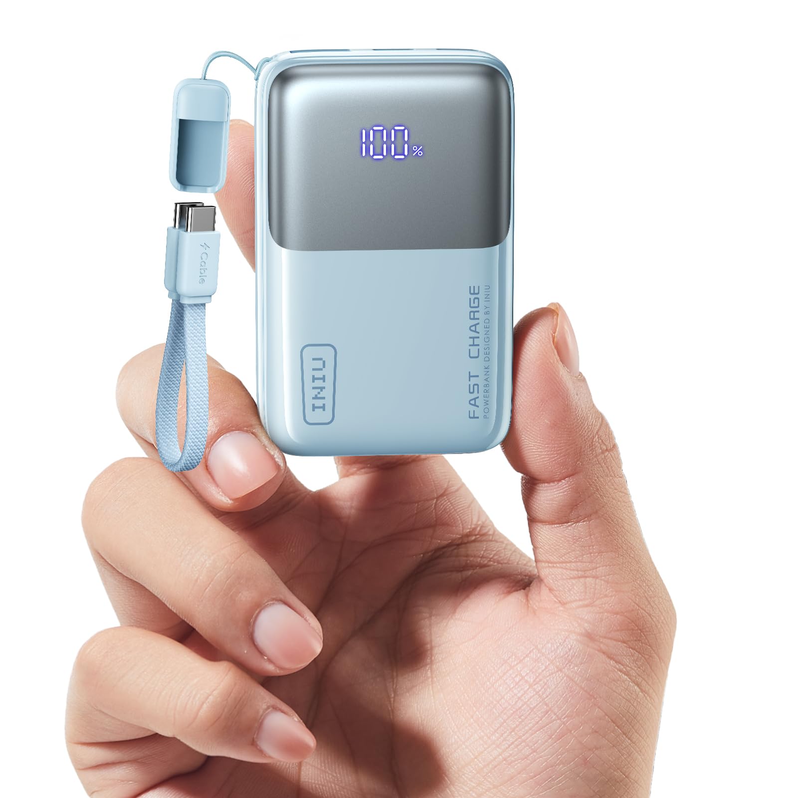 INIU Power Bank, 45W 10000mAh Mini Caricabatterie Portatile per Computer, Cavo USB-C In&Out, Piccolo Batteria Esterna a Ricarica Rapida PD QC per iPhone 16/15/14/13, Samsung, Google, Macbook, iPad etc