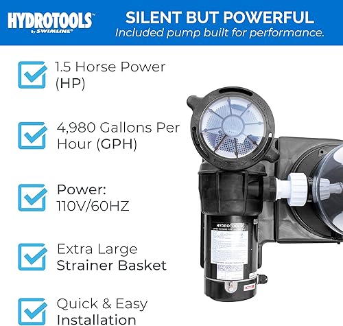 Miniatura 4 de SWIMLINE HYDROTOOLS - Filtro de cartucho de piscina sobre el suelo, Sure-Flo de 100 pies cuadrados con bomba de 1.5 HP, piscinas de hasta 40,000