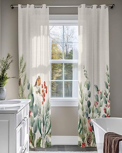 Miniatura 7 de Cortinas traslúcidas retro de eucalipto de 96 pulgadas de largo, juego de 2 paneles de cortinas para cocina, dormitorio, sala de estar, puerta,