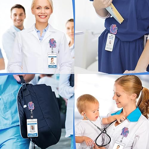 Miniatura 5 de Carrete retráctil con clip de identificación para enfermera, enfermería, tarjeta de identificación, anatomía del corazón, enfermería, estudiante,