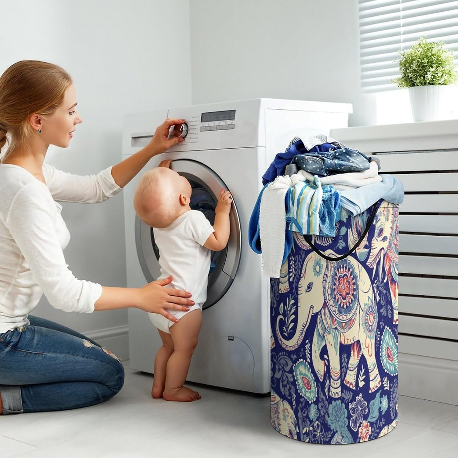 Dirty Clothes Basket Extra Large 110l Open Top Laundry Hamper With Portable Carry Handles, Foldable Waterproof Clothes Basket Spacious Laundry Bag For Bedroom Bathroom Laundry Room Dorm