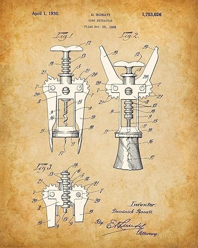 Miniatura 2 de Original Wine Patent Art Prints - Set of Four Photos (8x10) Unframed - Makes a Great Winery or Wine Cellar Decor and Gift Under $20 for Wine Lovers