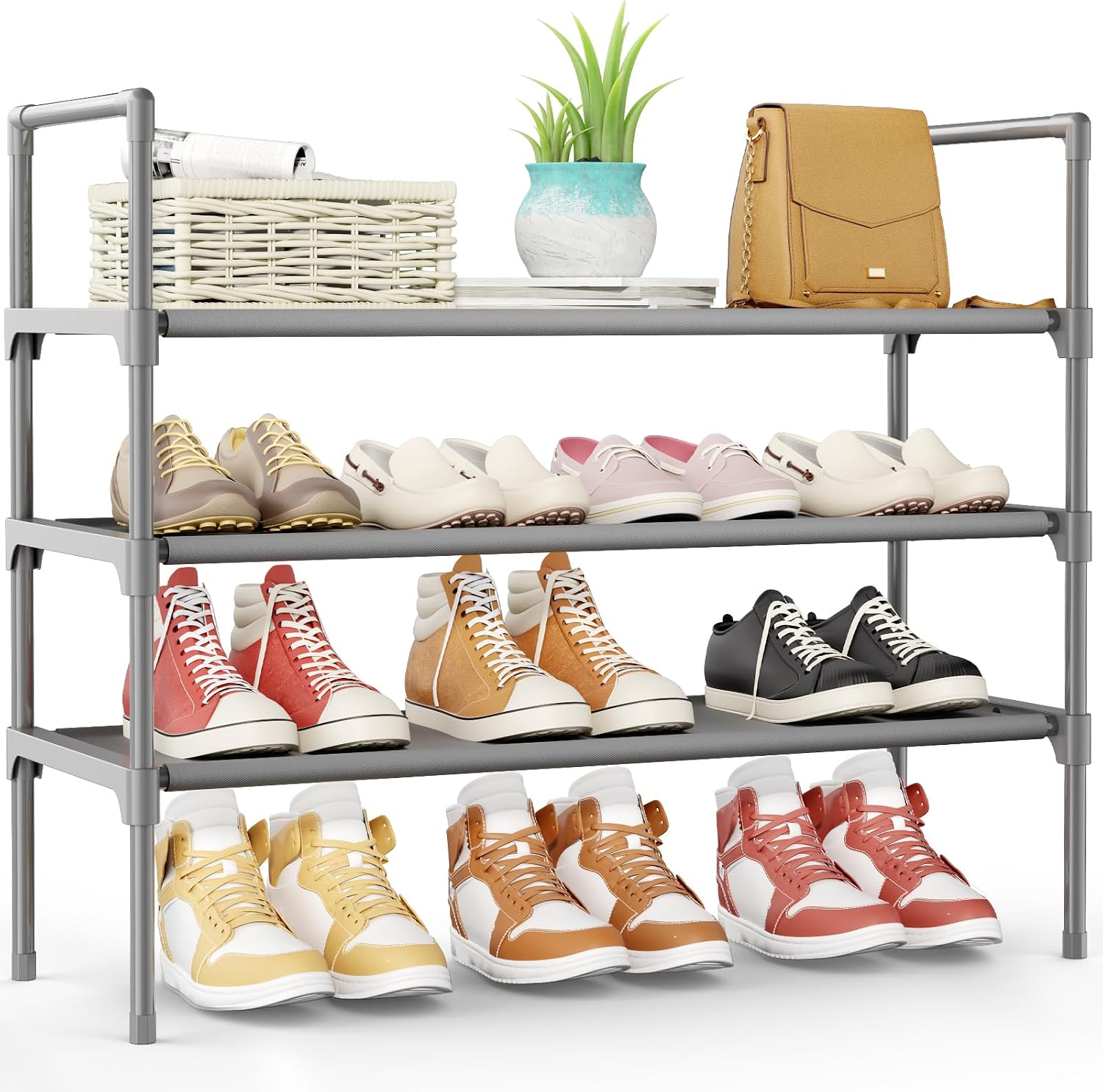 Kitsure Shoe Rack for Closet, Shoe Organizer, 36.2" Wide - 3 Tier, Black image 3