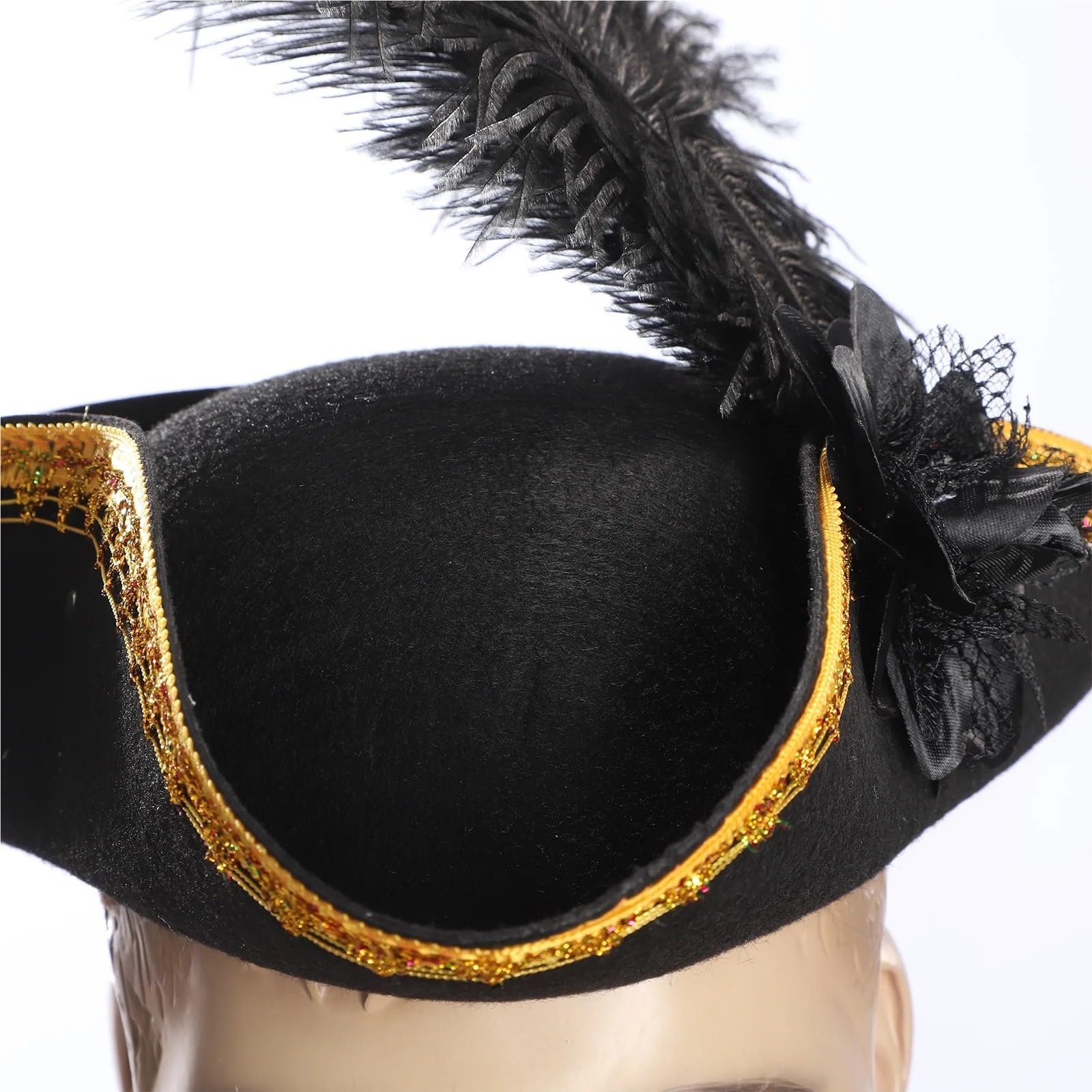 Cappello Pirata Cappello da pirata a tesa larga, cappello capitano for donna e uomo, unisex, a tricorno, berretto festa unico for cosplay