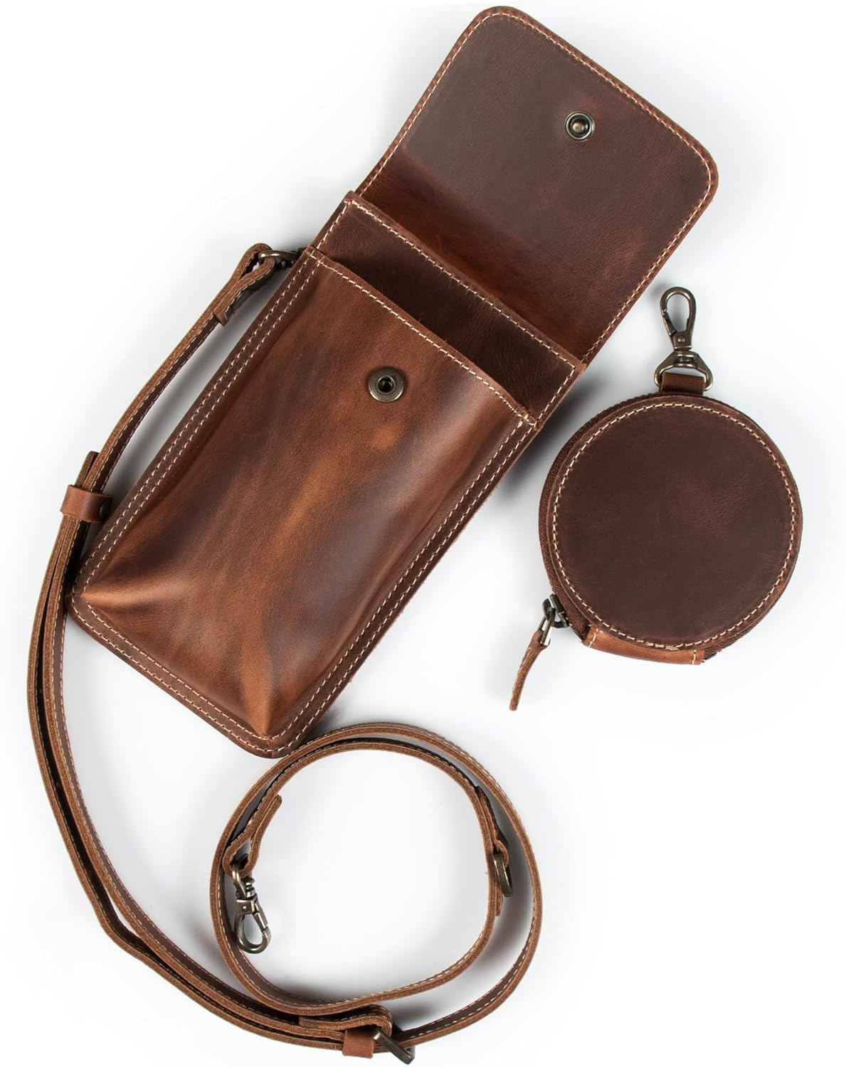 Londo Genuine Leather Phone Bag Case - Versatile Crossbody Wallet with Credit Card Holder, Coin Pouch & Protective Smartphone Organizer (Brown)