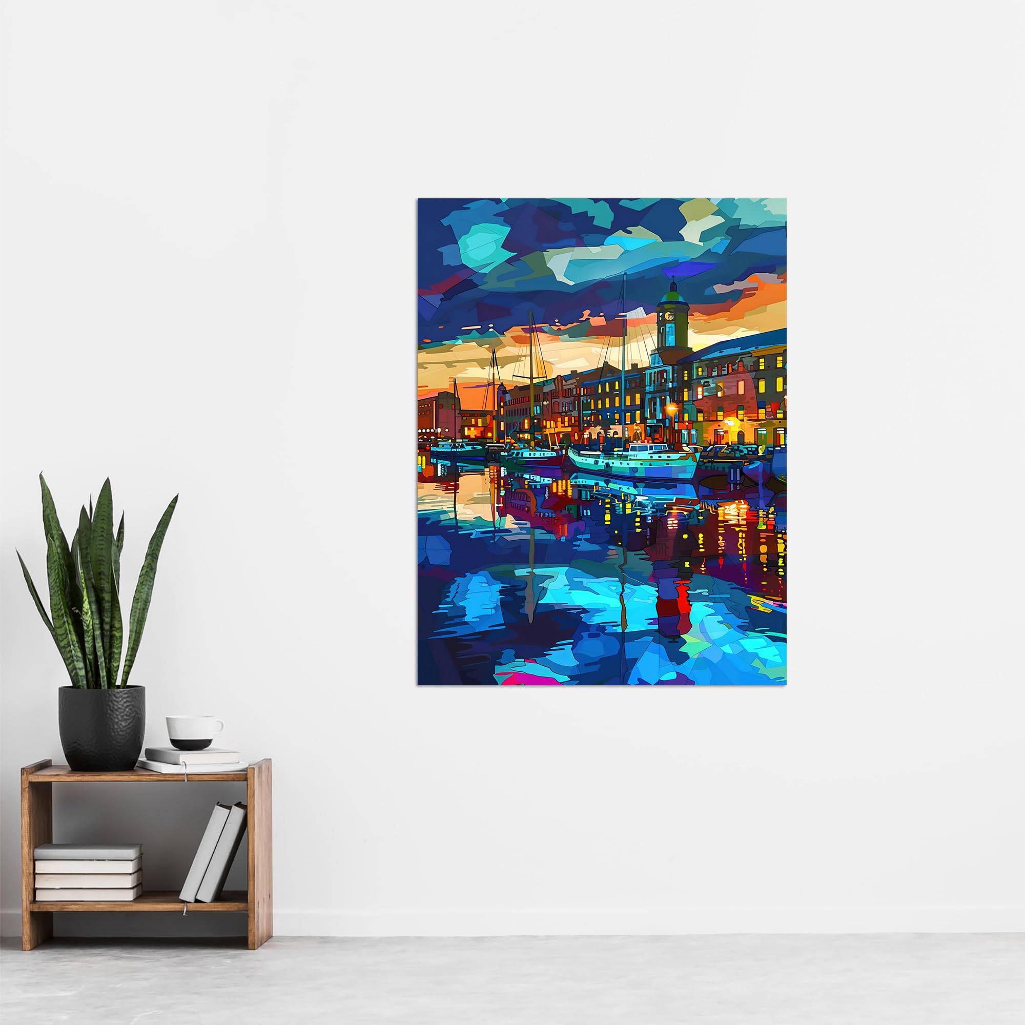 Artery8 Liverpool Port Sail Boats Atmospheric Cityscape Living Room Extra Large XL Wall Art Poster Print, Unframed 24X32", 81L x 61W cm - Image 4