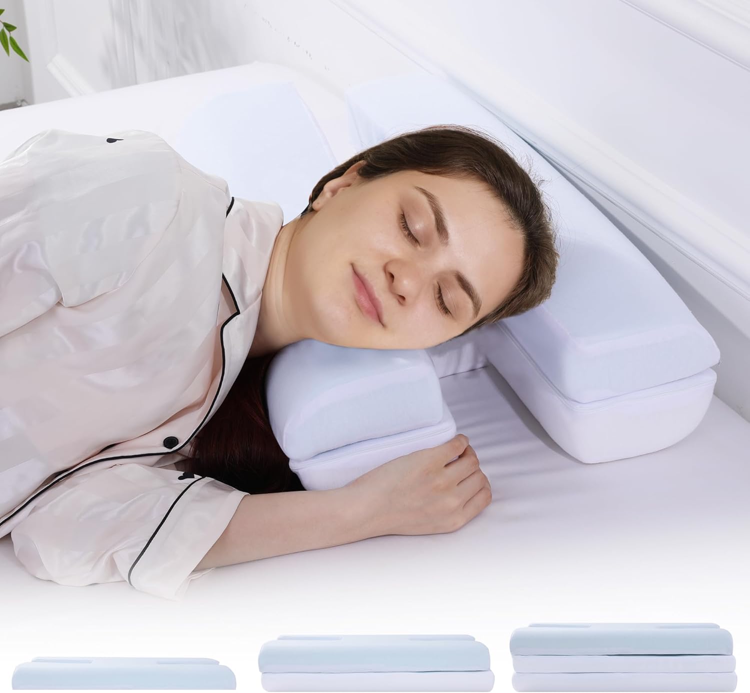 MABOZOO Ear Piercing Pillow for Side Sleepers with 2 Large Ear Holes,Three Height Adjustable Memory Foam Ear Pillow for Ear Pain Inflammation,Ear Piercing Protection