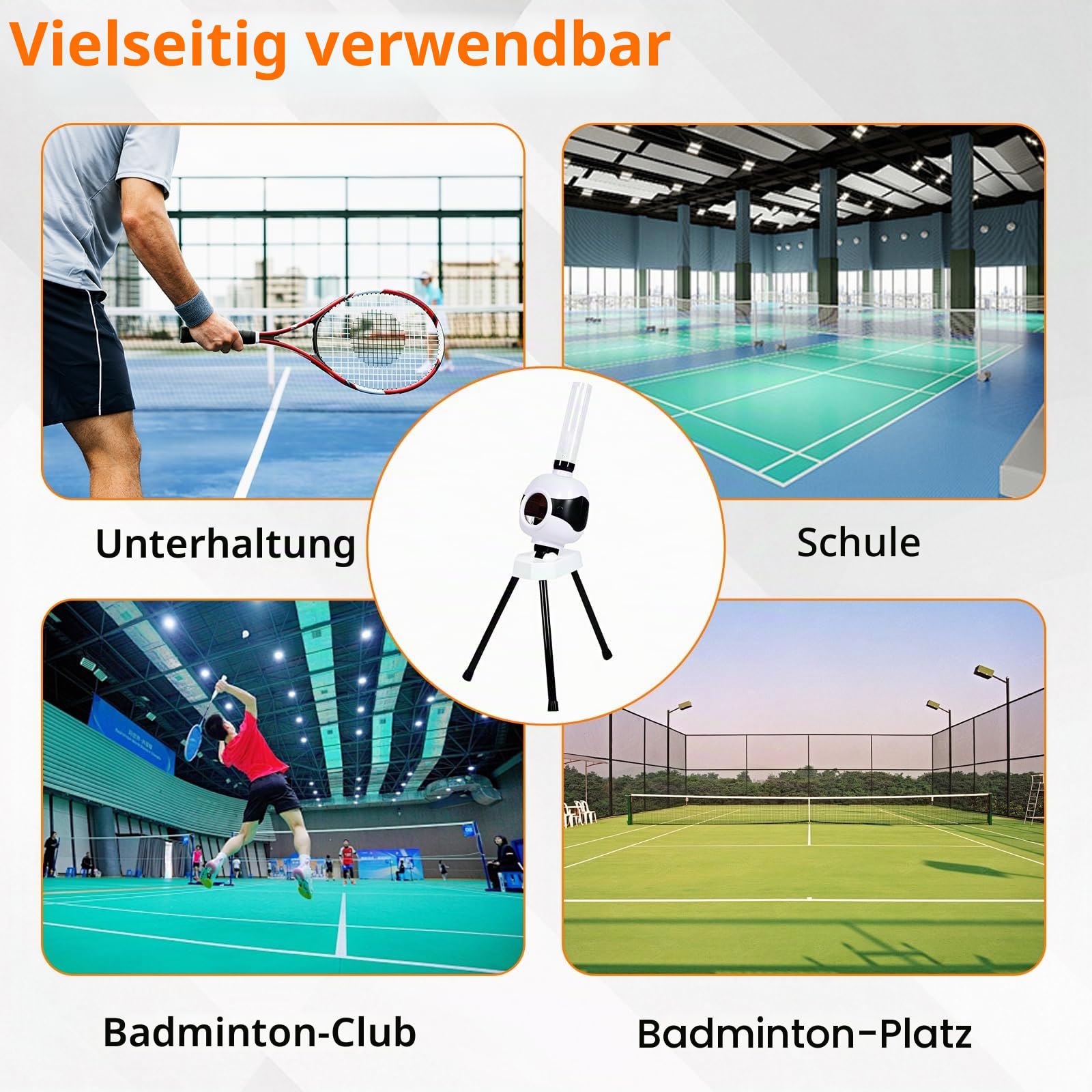 Badminton Aufschlagmaschine mit 18 Bällen, Badminton Trainingsmaschine, Automatischer Federballwerfer, Pitching Maschine Set für Indoor und Outdoor Spieltraining (ohne Batterien und Adapter)