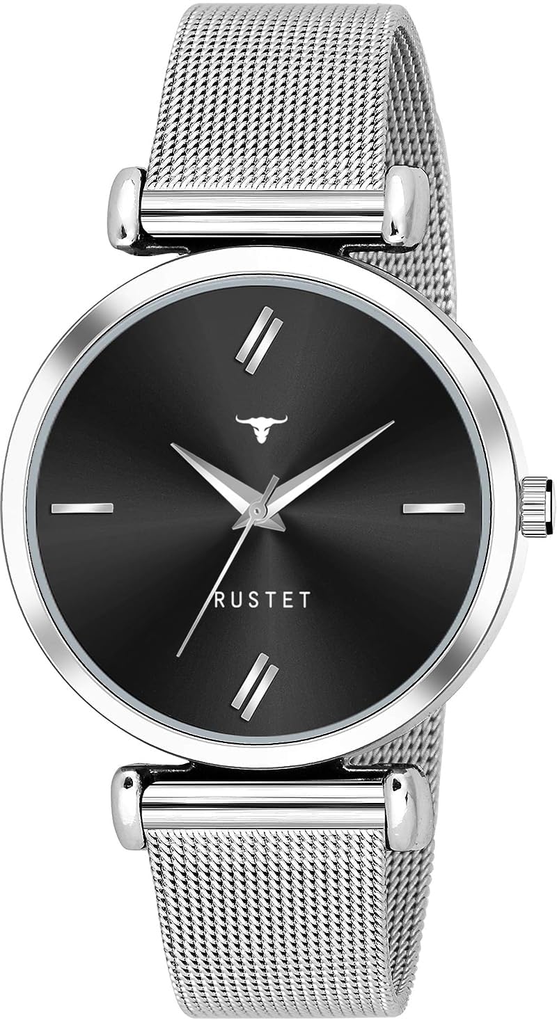 RUSTET LD-L11-BLK-CH Silver Colored Strap Black Women s Watch (B0CSYY5G2K) Amazon Price History, Amazon Price Tracker