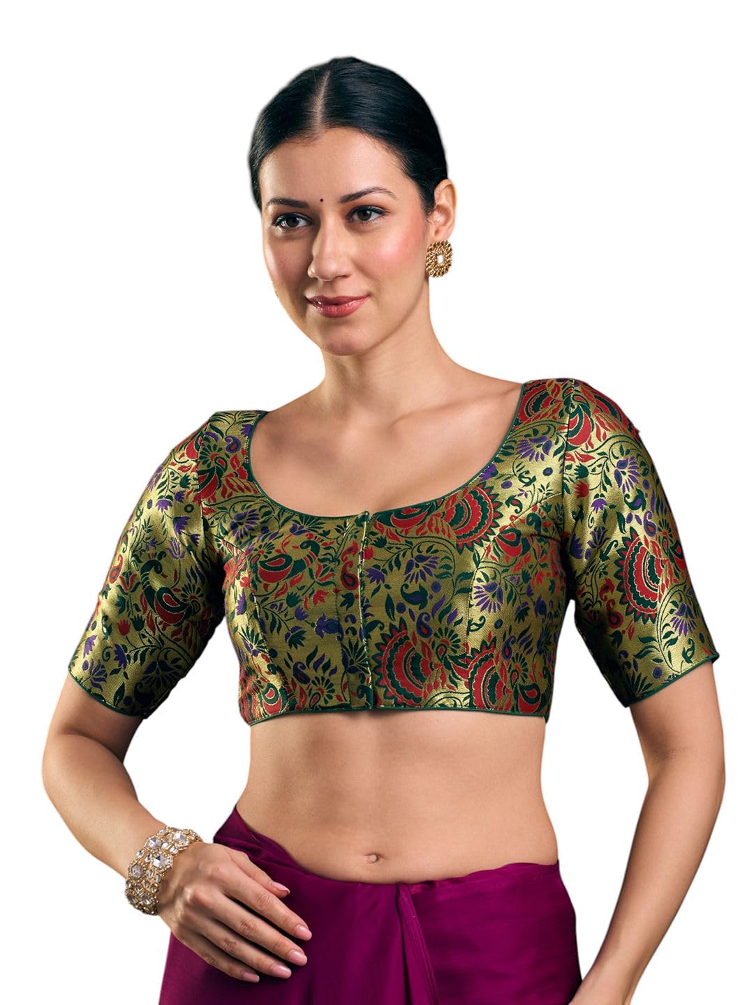Women Reversible Paithani Design Sleeveless Saree Blouse-image-24