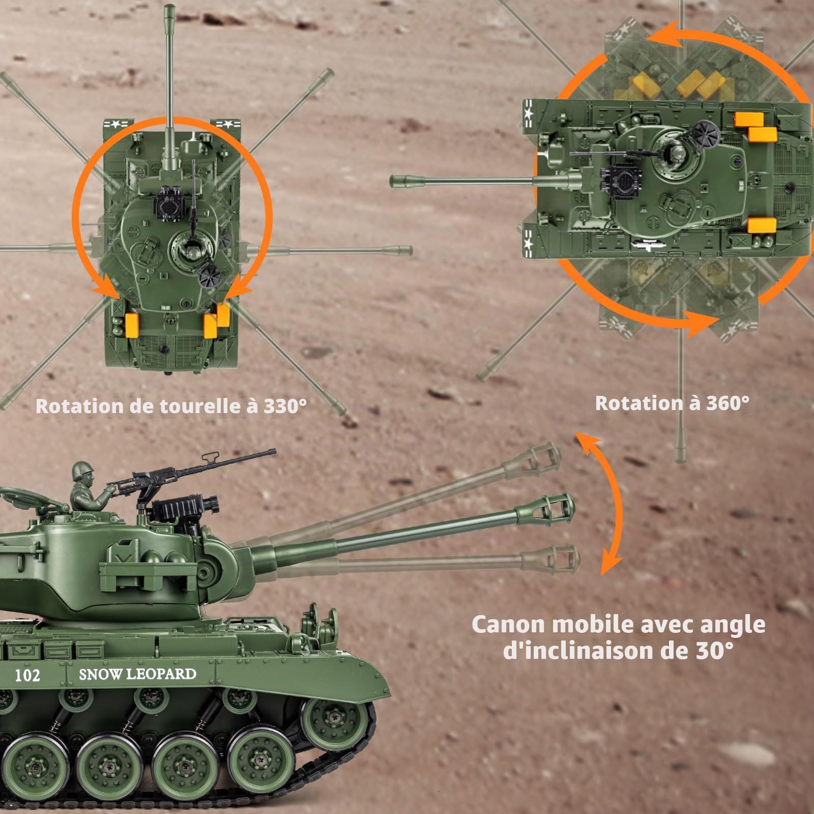 Supdex Tank Telecommande US M26, Char Télécommandé 1/18, Vert Armée Réservoir Télécommandé 2.4Ghz, Maquette Char Jouets avec Fumée, LumièRes, Réservoir Tir, Recul pour Enfants et Adultes