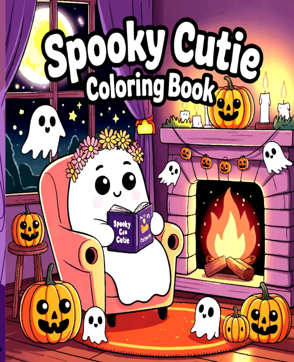 Spooky Cutie Coloring Book: Adorable spooky designs for relaxation and creativity featuring ghosts pumpkins bats and cute line art scenes to color.