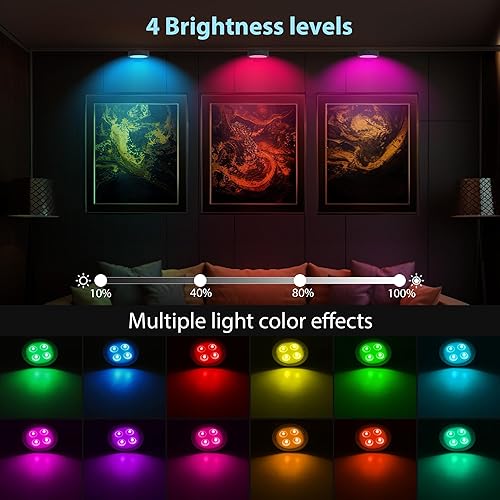 Miniatura 3 de 3 luces de imagen para pared, 13 luces LED magnéticas de color RGB para marco de fotos, luz de pintura inalámbrica a batería con control remoto,