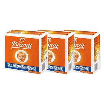 Brandt Zwieback Rusk | خبز مقرمش محلى | مثالي لتسنين الأطفال | استمتع بطبقات حلوة أو لذيذة | 8 أونصة لكل منهما [عبوة من 3]