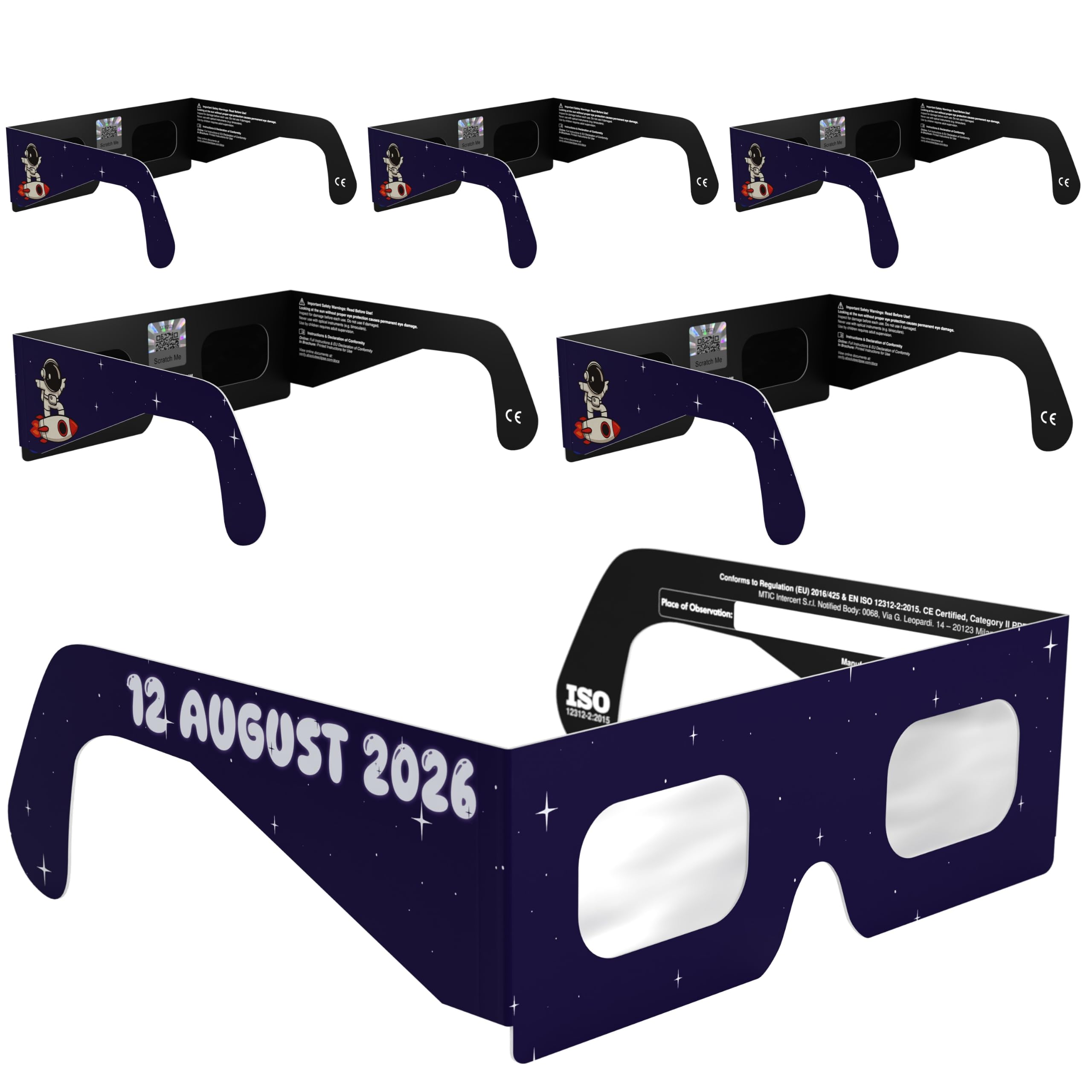Absolute Eclipse Sonnenfinsternis Brille 2026 zum Sehen der Sonnenfinsternis - ISO 12312-2 CE Zertifiziert - 12. August 2026 - Erwachsene Kinder - EU Hersteller Anerkannt AAS - 55+ Designs