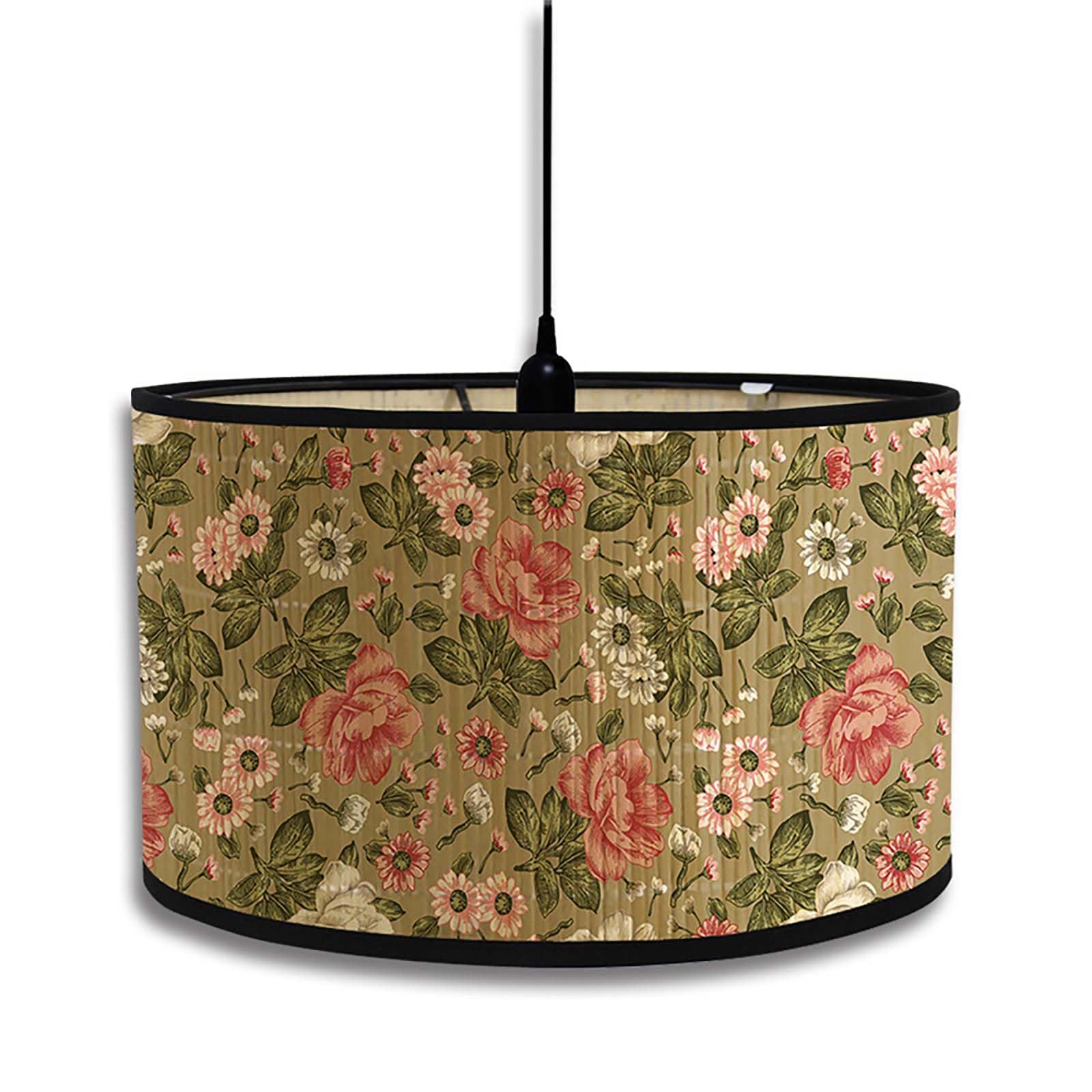 Retro Bamboo lampshade, Round Drum Shaped lampshade for Tables or Chandeliers, Suitable for Simple Ceiling Chandeliers in Living Rooms, bedrooms, corridors, and Reading Rooms (Style 4)