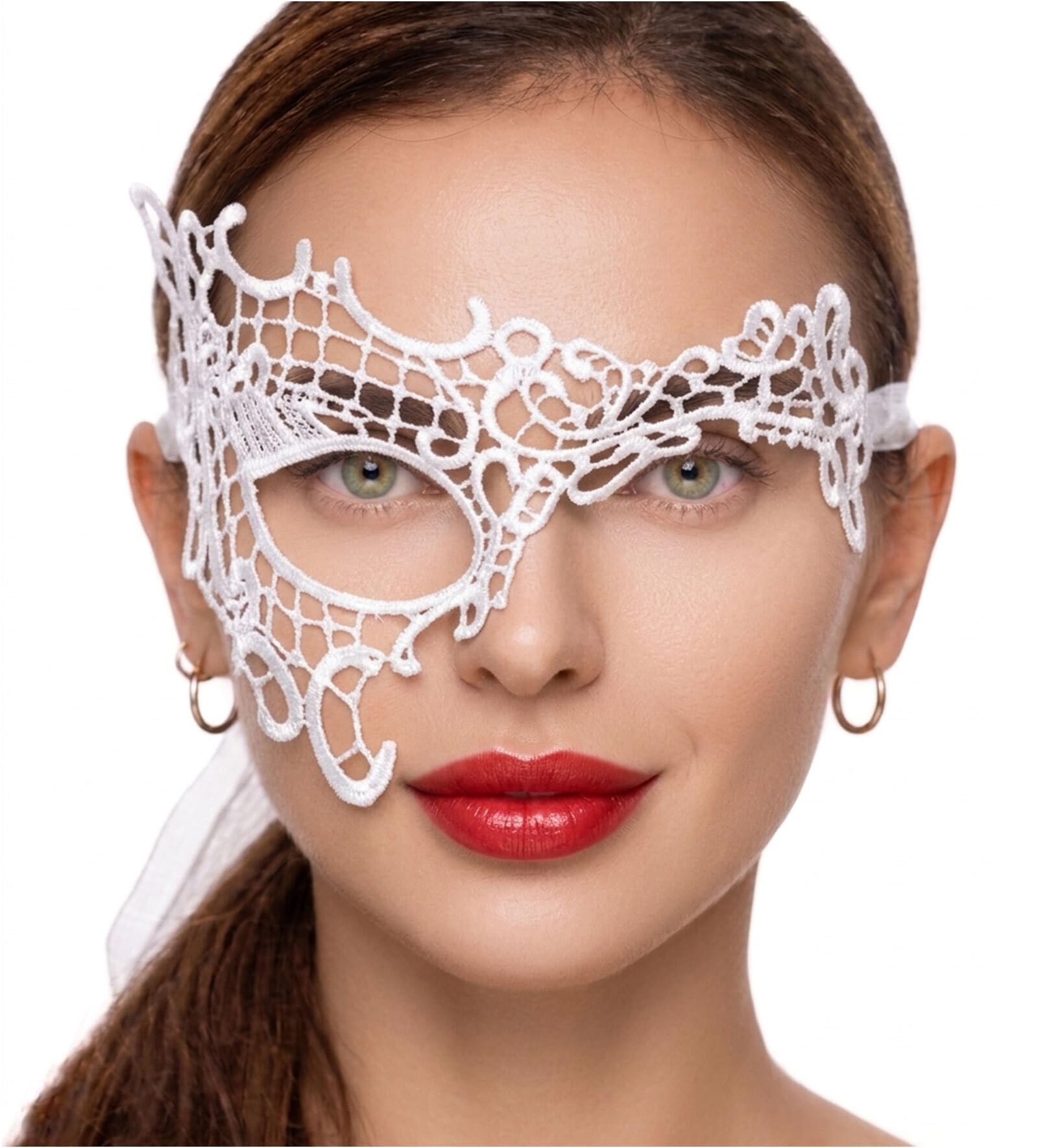 Masquerade Mask For Women Lace Masquerade Masks for Masquerade Party, Phantom White, One Size — image 1
