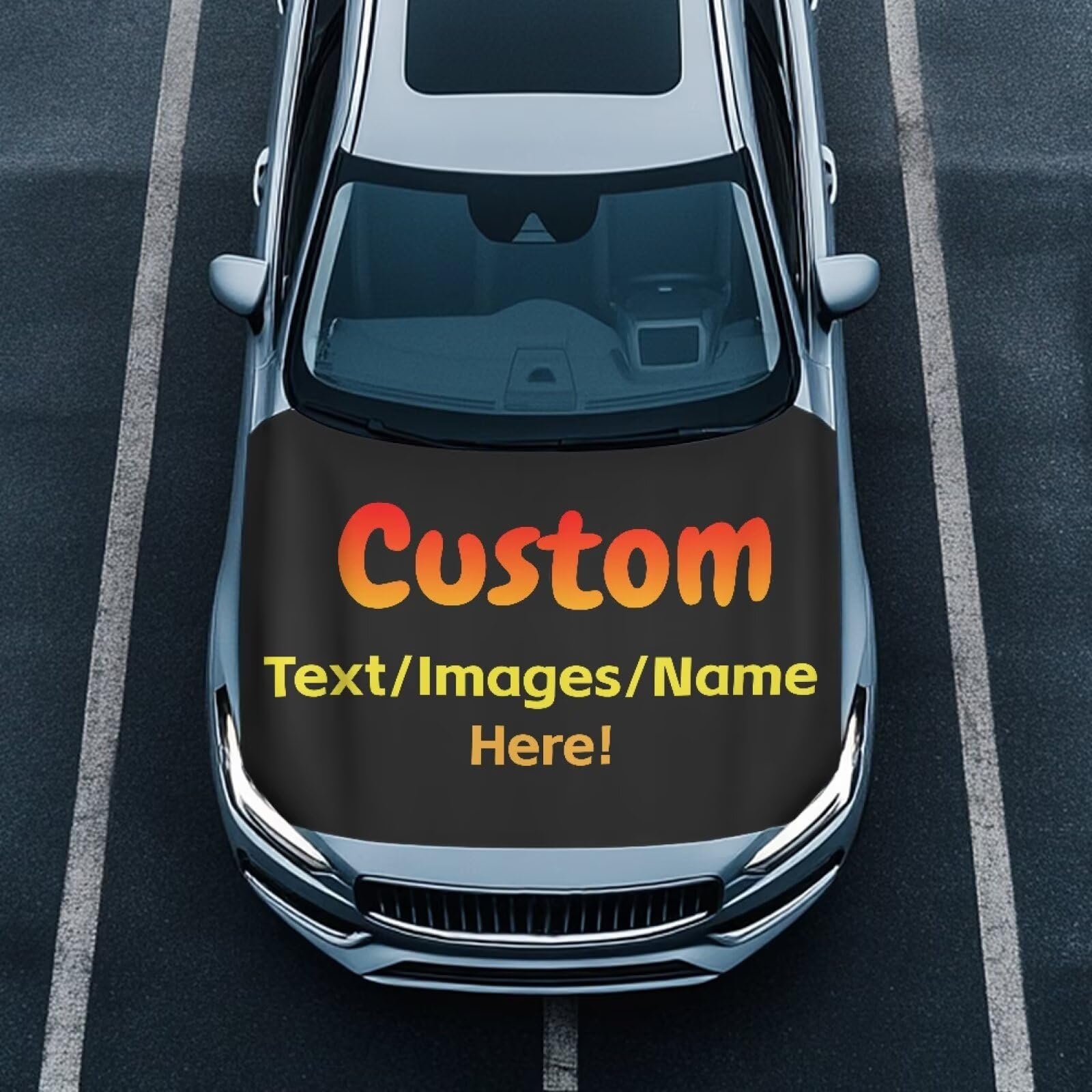 Custom Images Car Hood Cover Stretch Polyester Car Hood Cover Waterproof Automotive Accessories Suitable Most Automotive Sedans Trucks Pickup Sports Cars