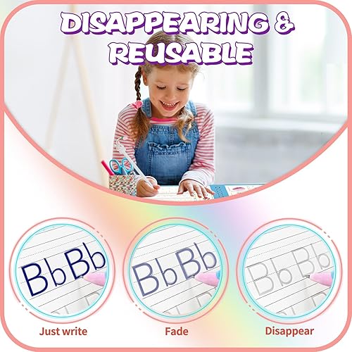 Miniatura 7 de Learn-Journey Cuaderno de escritura de práctica mágica de gran tamaño mejorado para niños, reutilizable para niños, libro de copias reutilizable