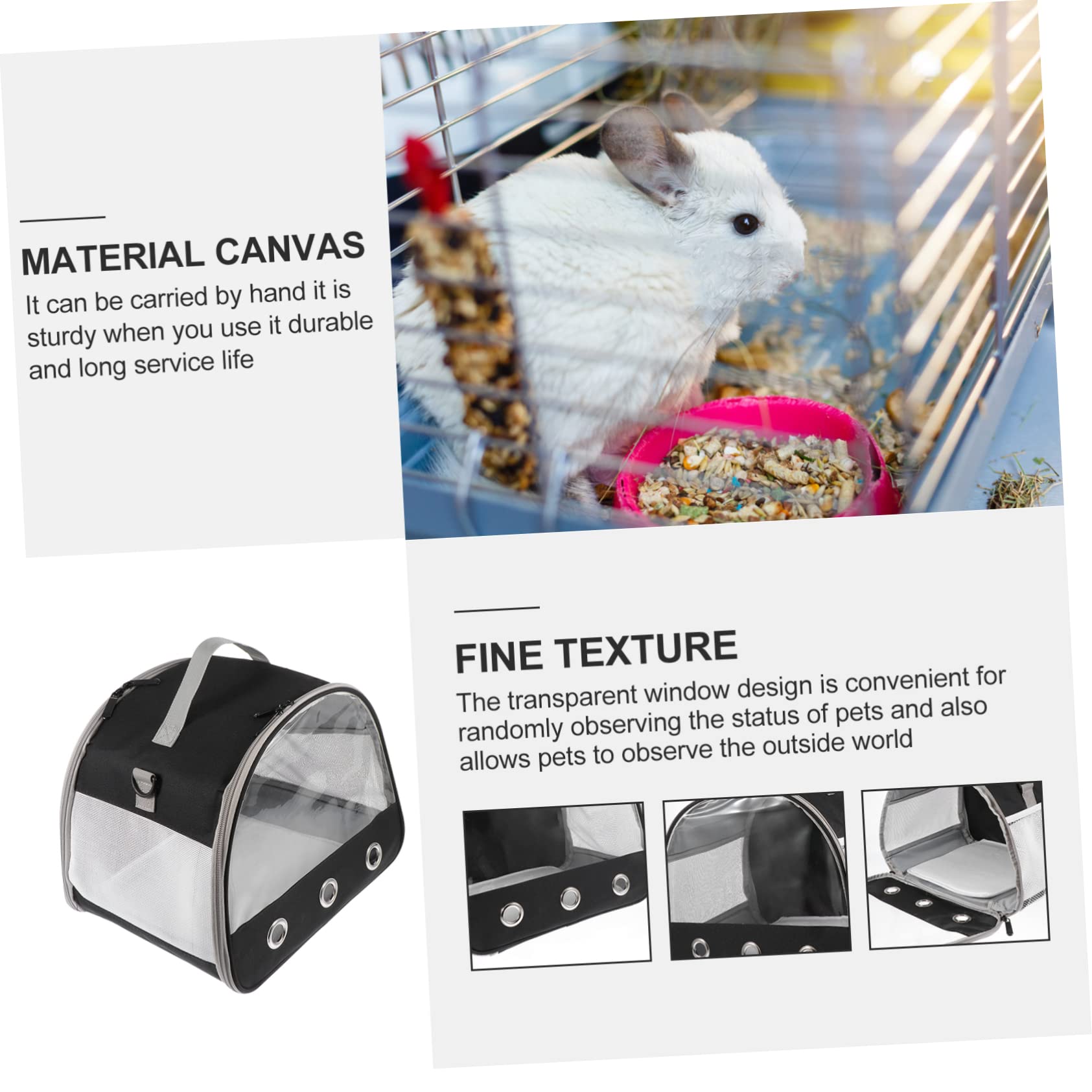 HEMOTON 1Pc Portable Squirrel Pouch for Pets Outdoor Hedgehog Handbag with Transparent Window Comfortable Chinchilla Bag for Travel Adventures Pet Carrier for Hamsters