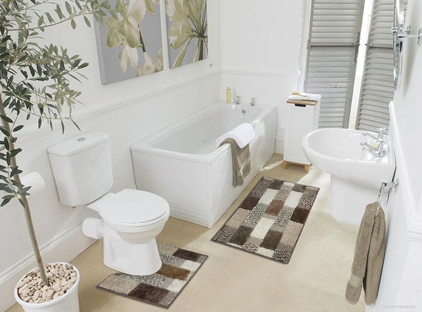 Tapis de bain Emmevi absorbant, doux et antidérapant, modèle LILLA 60 x 160 cm, marron